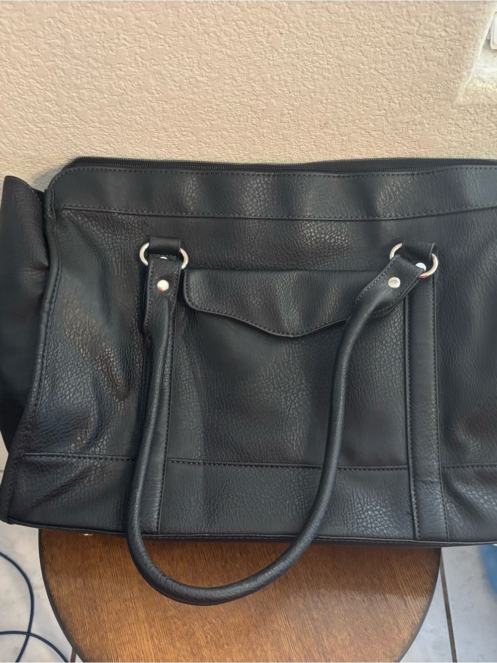 Merona Black Faux Leather Laptop Bag